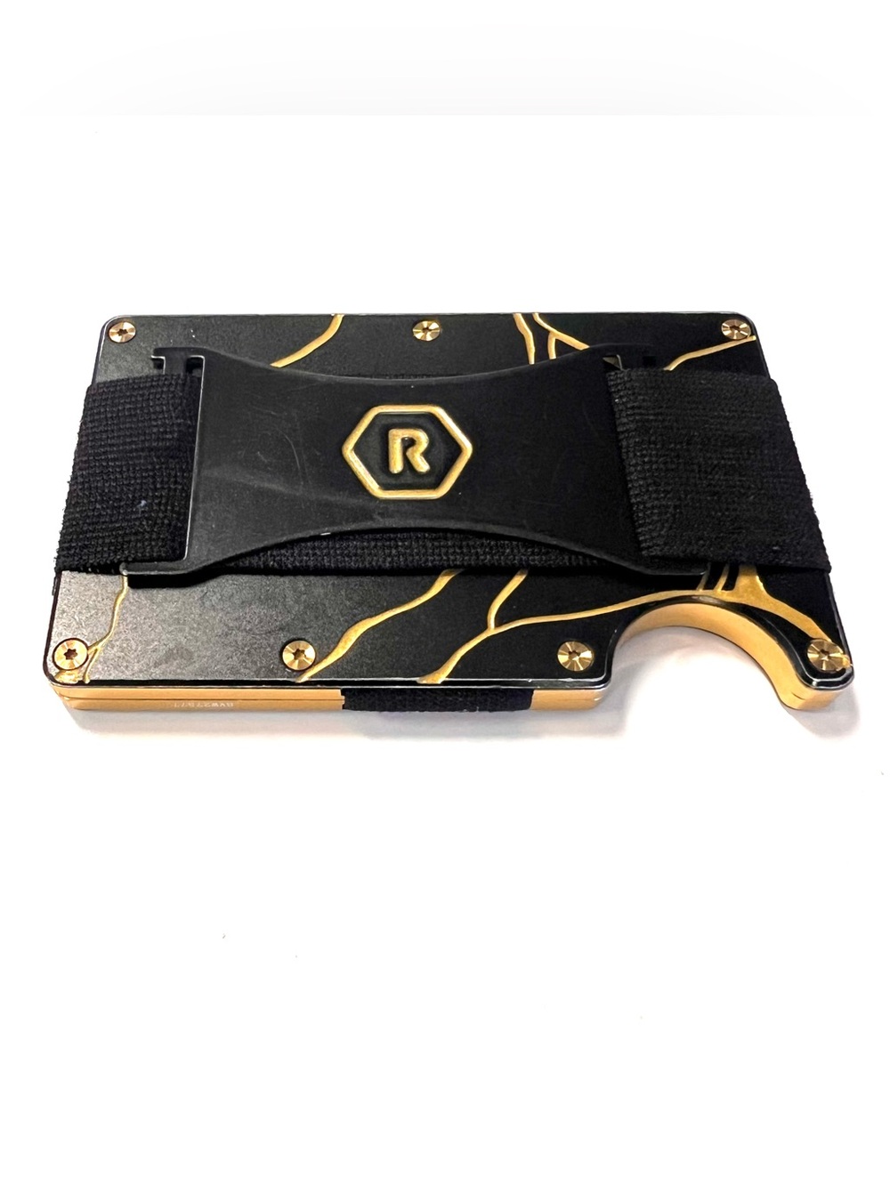 The Ridge RFID Blocking Aluminum Wallet Cash Strap Black/Gold